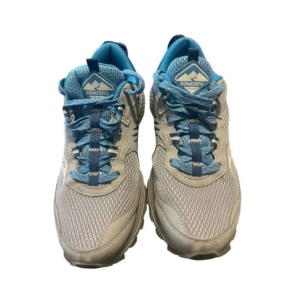 Saucony Womens Blue Wide Grid Cohesion React2U Sneakers Shoes Size 8